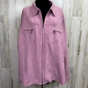 Cato Plus Size‎ Zip Front Pink Microsuede Jacket